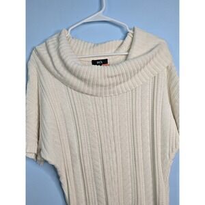 BCX Womens Size Medium‎ Cream Cowl Neck Short Sleeve Textured Knit Sweater